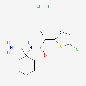 N-[1-(aminomethyl)cyclohexyl]-2-(5-chlorothiophen-2-yl)propanamide hydrochloride