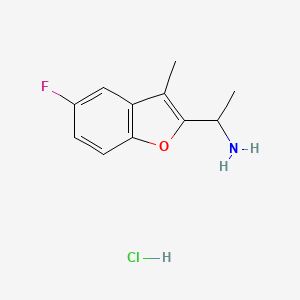 molecular formula C11H13ClFNO B1531088 1-(5-氟-3-甲基-1-苯并呋喃-2-基)乙胺盐酸盐 CAS No. 1240526-38-8