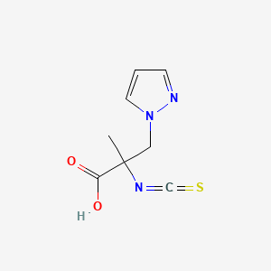 molecular formula C8H9N3O2S B15311278 2-isothiocyanato-2-methyl-3-(1H-pyrazol-1-yl)propanoic acid 