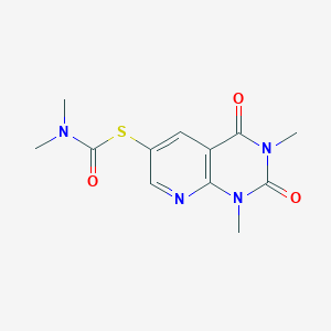 molecular formula C12H14N4O3S B1531129 1-({1,3-dimethyl-2,4-dioxo-1H,2H,3H,4H-pyrido[2,3-d]pyrimidin-6-yl}sulfanyl)-N,N-dimethylformamide CAS No. 1235441-05-0