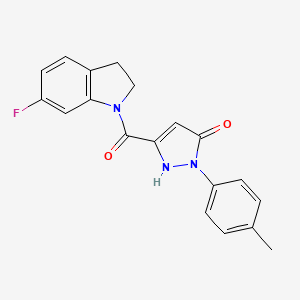 molecular formula C19H16FN3O2 B15311290 5-(6-fluoro-2,3-dihydro-1H-indole-1-carbonyl)-2-(4-methylphenyl)-2,3-dihydro-1H-pyrazol-3-one 