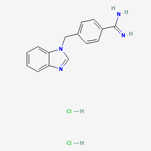 molecular formula C15H16Cl2N4 B1531147 4-(1H-1,3-benzodiazol-1-ylmethyl)benzene-1-carboximidamide dihydrochloride CAS No. 1221725-48-9