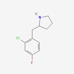 molecular formula C11H13ClFN B15311513 2-(2-Chloro-4-fluorobenzyl)pyrrolidine 