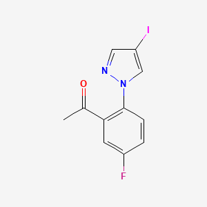 molecular formula C11H8FIN2O B15311623 1-(5-Fluoro-2-(4-iodo-1h-pyrazol-1-yl)phenyl)ethan-1-one 