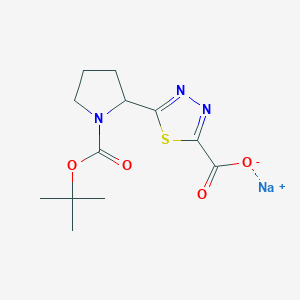 molecular formula C12H16N3NaO4S B15311671 Sodium5-{1-[(tert-butoxy)carbonyl]pyrrolidin-2-yl}-1,3,4-thiadiazole-2-carboxylate 