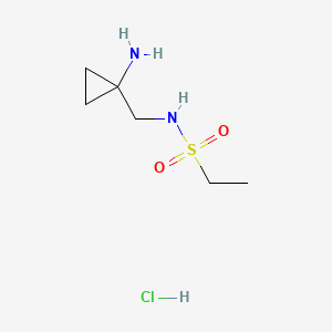 molecular formula C6H15ClN2O2S B15311808 N-[(1-aminocyclopropyl)methyl]ethane-1-sulfonamidehydrochloride 