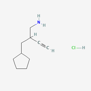 molecular formula C10H18ClN B15311848 [2-(Aminomethyl)but-3-yn-1-yl]cyclopentanehydrochloride 