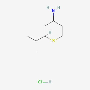 molecular formula C8H18ClNS B15311987 2-(Propan-2-yl)thian-4-aminehydrochloride 