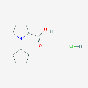 molecular formula C10H18ClNO2 B15312040 1-Cyclopentylpyrrolidine-2-carboxylic acid hydrochloride 