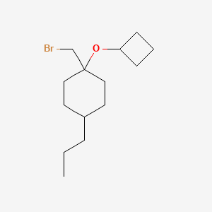 molecular formula C14H25BrO B15312081 1-(Bromomethyl)-1-cyclobutoxy-4-propylcyclohexane 