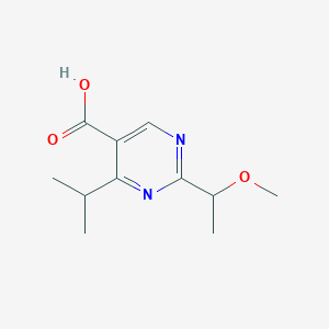 molecular formula C11H16N2O3 B15312182 4-Isopropyl-2-(1-methoxyethyl)pyrimidine-5-carboxylic acid 