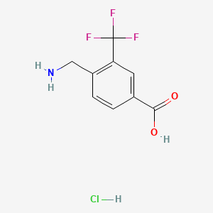 molecular formula C9H9ClF3NO2 B15312277 4-(Aminomethyl)-3-(trifluoromethyl)benzoicacidhydrochloride 