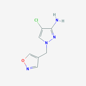 molecular formula C7H7ClN4O B15312323 4-Chloro-1-(isoxazol-4-ylmethyl)-1h-pyrazol-3-amine 