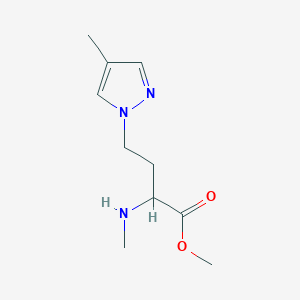 molecular formula C10H17N3O2 B15312335 Methyl 4-(4-methyl-1h-pyrazol-1-yl)-2-(methylamino)butanoate 