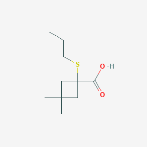 molecular formula C10H18O2S B15312461 3,3-Dimethyl-1-(propylthio)cyclobutane-1-carboxylic acid 