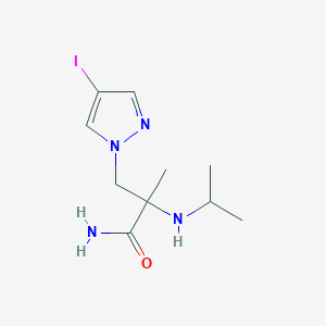 molecular formula C10H17IN4O B15312544 3-(4-Iodo-1h-pyrazol-1-yl)-2-(isopropylamino)-2-methylpropanamide 