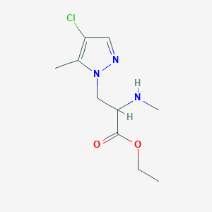 molecular formula C10H16ClN3O2 B15312573 Ethyl 3-(4-chloro-5-methyl-1h-pyrazol-1-yl)-2-(methylamino)propanoate 