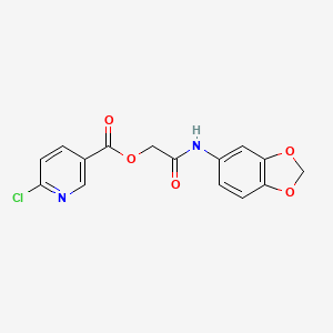 [(1,3-Dioxaindan-5-yl)carbamoyl]methyl 6-chloropyridine-3-carboxylate