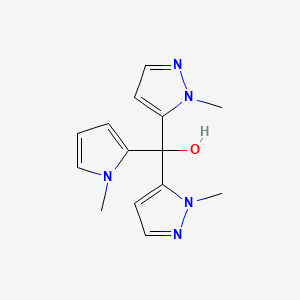 molecular formula C14H17N5O B1531274 Bis(1-methyl-1H-pyrazol-5-yl)(1-methyl-1H-pyrrol-2-yl)methanol CAS No. 1353497-50-3