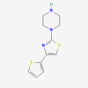 molecular formula C11H13N3S2 B1531275 1-[4-(Thiophen-2-yl)-1,3-thiazol-2-yl]piperazine CAS No. 1082363-07-2