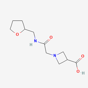 molecular formula C11H18N2O4 B1531283 1-(2-Oxo-2-(((tetrahydrofuran-2-yl)methyl)amino)ethyl)azetidine-3-carboxylic acid CAS No. 1410317-30-4