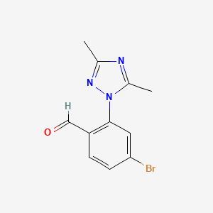 molecular formula C11H10BrN3O B15312854 4-Bromo-2-(3,5-dimethyl-1h-1,2,4-triazol-1-yl)benzaldehyde 