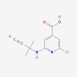 molecular formula C11H11ClN2O2 B15313136 2-Chloro-6-((2-methylbut-3-yn-2-yl)amino)isonicotinic acid 