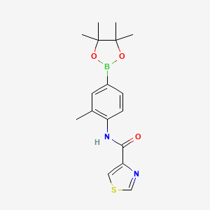 molecular formula C17H21BN2O3S B1531321 噻唑-4-羧酸[2-甲基-4-(4,4,5,5-四甲基-[1,3,2]二氧杂硼烷-2-基)-苯基]-酰胺 CAS No. 1596338-75-8