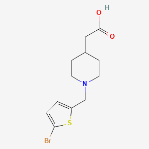 molecular formula C12H16BrNO2S B1531329 2-{1-[(5-Bromothiophen-2-yl)methyl]piperidin-4-yl}acetic acid CAS No. 1507587-18-9