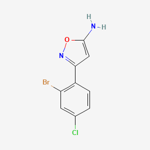 molecular formula C9H6BrClN2O B15313379 3-(2-Bromo-4-chlorophenyl)isoxazol-5-amine 