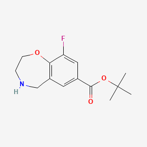 molecular formula C14H18FNO3 B15313388 Tert-butyl 9-fluoro-2,3,4,5-tetrahydro-1,4-benzoxazepine-7-carboxylate 