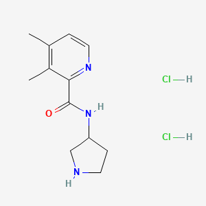 molecular formula C12H19Cl2N3O B15313430 3,4-dimethyl-N-(pyrrolidin-3-yl)pyridine-2-carboxamidedihydrochloride 