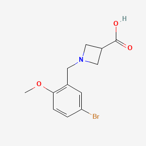 molecular formula C12H14BrNO3 B1531352 1-[(5-Bromo-2-methoxyphenyl)methyl]azetidine-3-carboxylic acid CAS No. 1407457-23-1