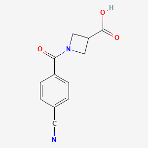 molecular formula C12H10N2O3 B1531353 1-(4-Cyanobenzoyl)azetidine-3-carboxylic acid CAS No. 1410230-05-5