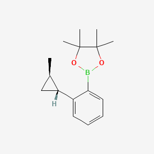 molecular formula C16H23BO2 B15313915 4,4,5,5-Tetramethyl-2-(2-((1R,2R)-2-methylcyclopropyl)phenyl)-1,3,2-dioxaborolane 