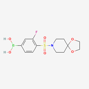 molecular formula C13H17BFNO6S B1531395 (4-(1,4-二氧杂-8-氮杂螺[4.5]癸-8-基磺酰基)-3-氟苯基)硼酸 CAS No. 1704096-52-5
