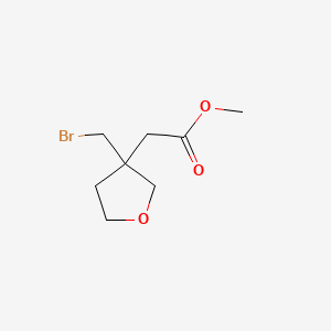 molecular formula C8H13BrO3 B15314130 Methyl2-[3-(bromomethyl)oxolan-3-yl]acetate 