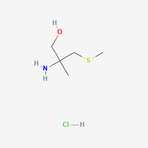 molecular formula C5H14ClNOS B15314220 2-Amino-2-methyl-3-(methylsulfanyl)propan-1-olhydrochloride 