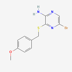 molecular formula C12H12BrN3OS B1531428 5-Bromo-3-[(4-methoxybenzyl)thio]-2-pyrazinamine CAS No. 2096987-62-9