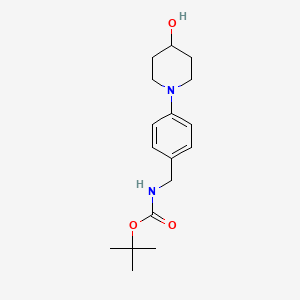 molecular formula C17H26N2O3 B15314322 tert-butylN-{[4-(4-hydroxypiperidin-1-yl)phenyl]methyl}carbamate 