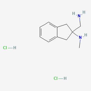 molecular formula C11H18Cl2N2 B15314343 2-(aminomethyl)-N-methyl-2,3-dihydro-1H-inden-2-amine dihydrochloride 