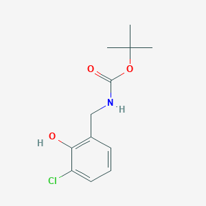 molecular formula C12H16ClNO3 B15314422 tert-Butyl 3-chloro-2-hydroxybenzylcarbamate 