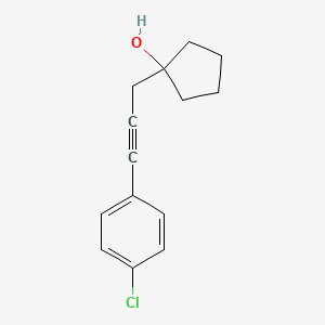 molecular formula C14H15ClO B1531444 1-[3-(4-Chlorophenyl)prop-2-yn-1-yl]cyclopentan-1-ol CAS No. 2098091-80-4
