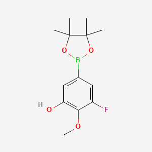 molecular formula C13H18BFO4 B15314514 3-Fluoro-2-methoxy-5-(4,4,5,5-tetramethyl-1,3,2-dioxaborolan-2-yl)phenol 