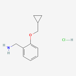 molecular formula C11H16ClNO B1531514 1-[2-(Cyclopropylmethoxy)phenyl]methanamine hydrochloride CAS No. 2097884-29-0