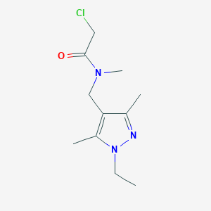 molecular formula C11H18ClN3O B15315203 2-Chloro-N-((1-ethyl-3,5-dimethyl-1H-pyrazol-4-yl)methyl)-N-methylacetamide 