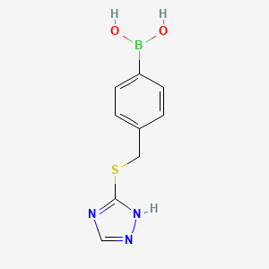 molecular formula C9H10BN3O2S B15315232 (4-(((1H-1,2,4-Triazol-5-yl)thio)methyl)phenyl)boronic acid 