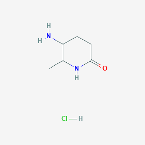molecular formula C6H13ClN2O B1531551 5-Amino-6-methylpiperidin-2-one hydrochloride CAS No. 2098107-90-3