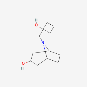 molecular formula C12H21NO2 B1531577 8-[(1-Hydroxycyclobutyl)methyl]-8-azabicyclo[3.2.1]octan-3-ol CAS No. 2123300-66-1