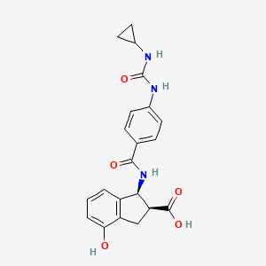 molecular formula C21H21N3O5 B15316010 (1S,2S)-1-[4-(cyclopropylcarbamamido)benzamido]-4-hydroxy-2,3-dihydro-1H-indene-2-carboxylic acid 